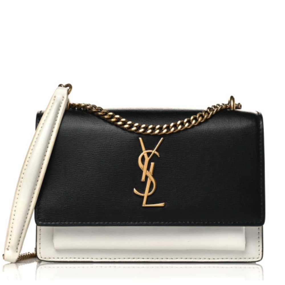 SAINT LAURENT
Calfskin Monogram Sunset Chain Wallet Black Pearl White
